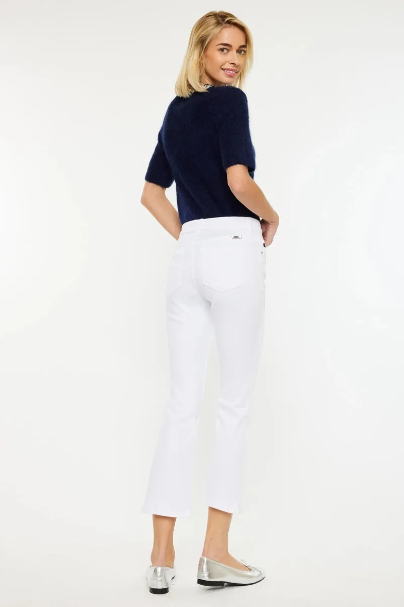 Kancan High Rise White Kick Flare Jeans