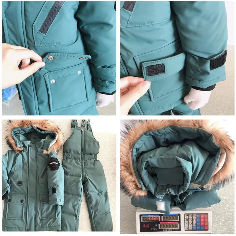 Kids Down Parka Jacket Jumpsuit Set