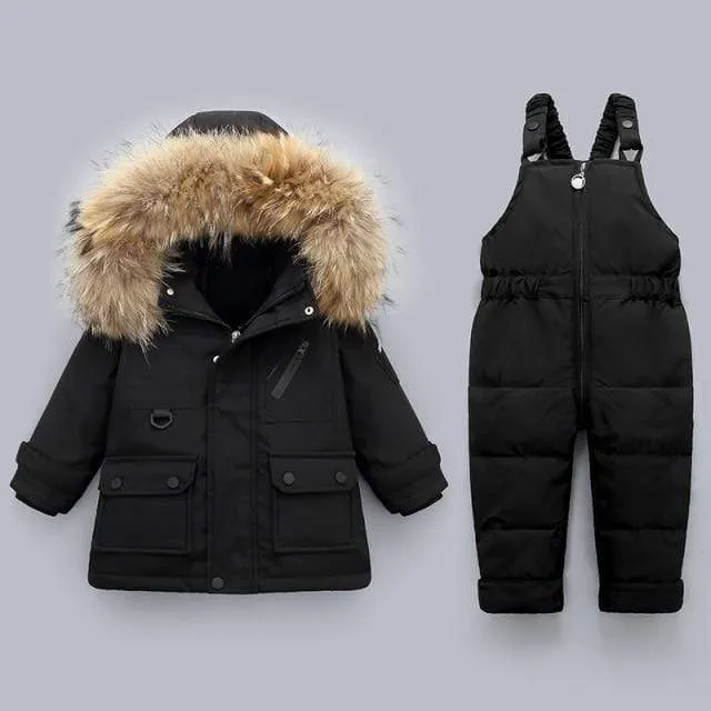 Kids Down Parka Jacket Jumpsuit Set