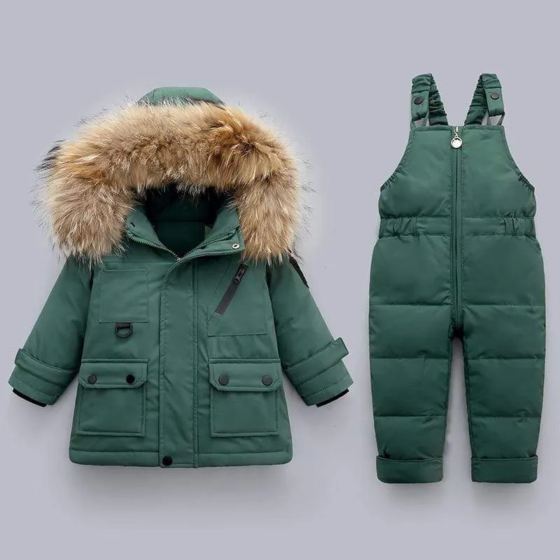 Kids Down Parka Jacket Jumpsuit Set