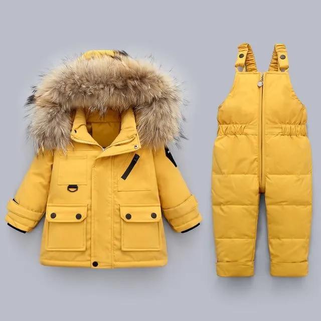 Kids Down Parka Jacket Jumpsuit Set