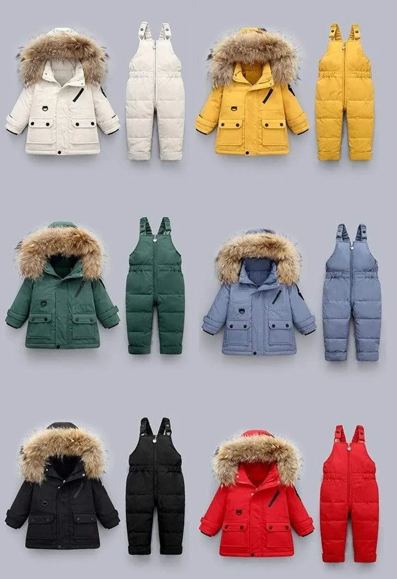 Kids Down Parka Jacket Jumpsuit Set