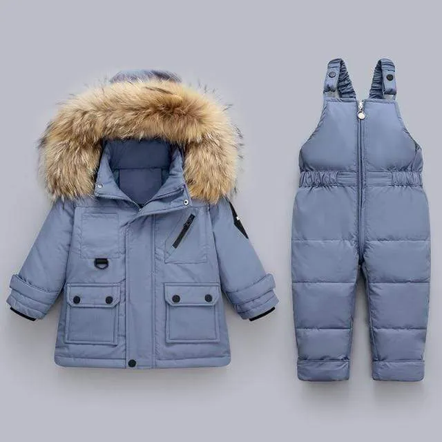 Kids Down Parka Jacket Jumpsuit Set