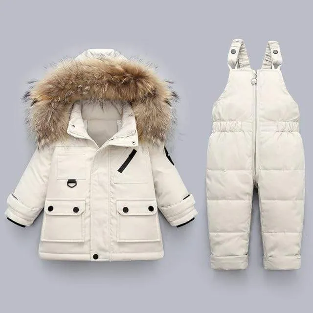 Kids Down Parka Jacket Jumpsuit Set