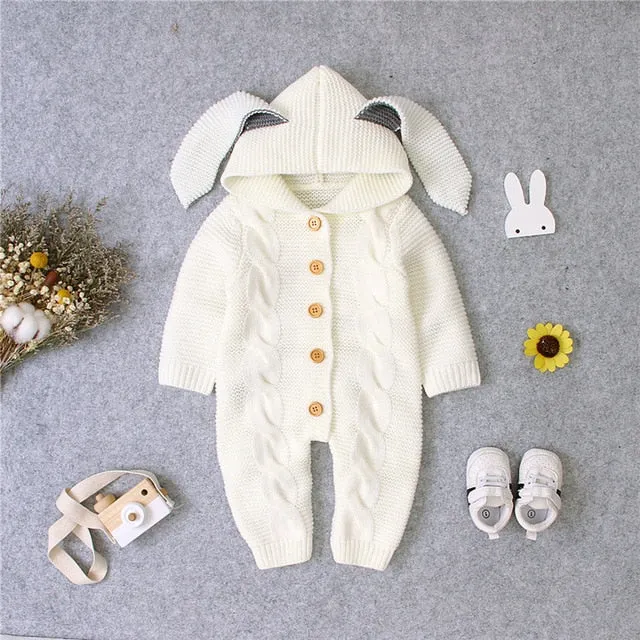 Knit Rabbit Ears Romper
