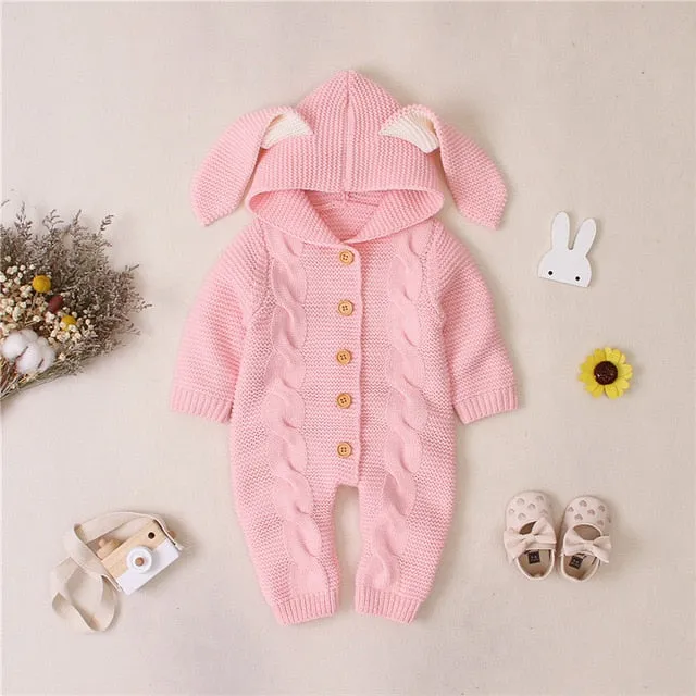 Knit Rabbit Ears Romper