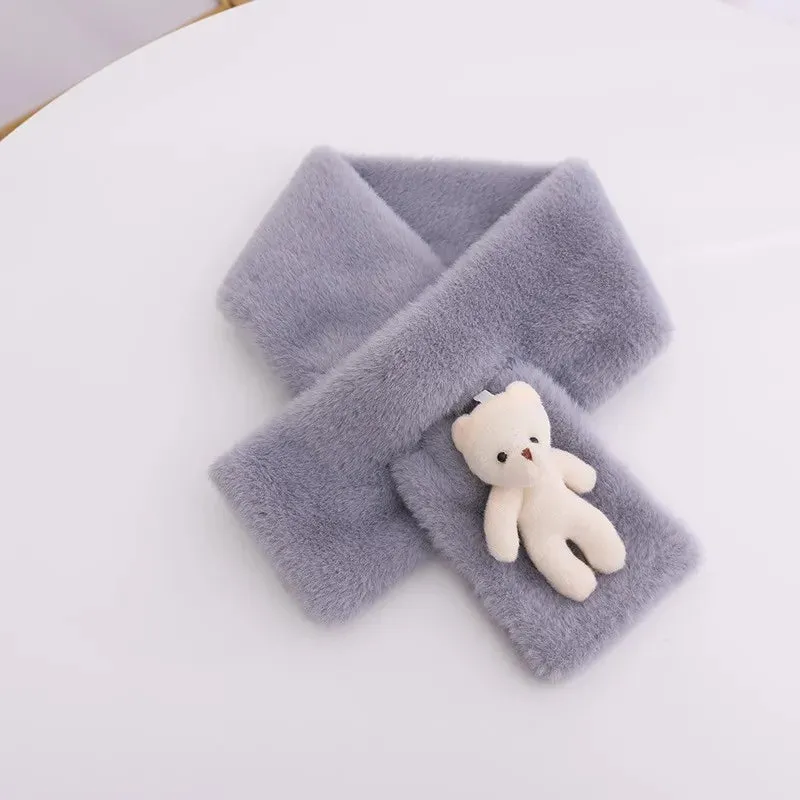 Korean Winter Faux Rabbit Fur Women Scarf Soft Plush Snood Scarves Solid Color Neck Collar Warmer Stuff Christmas Gift
