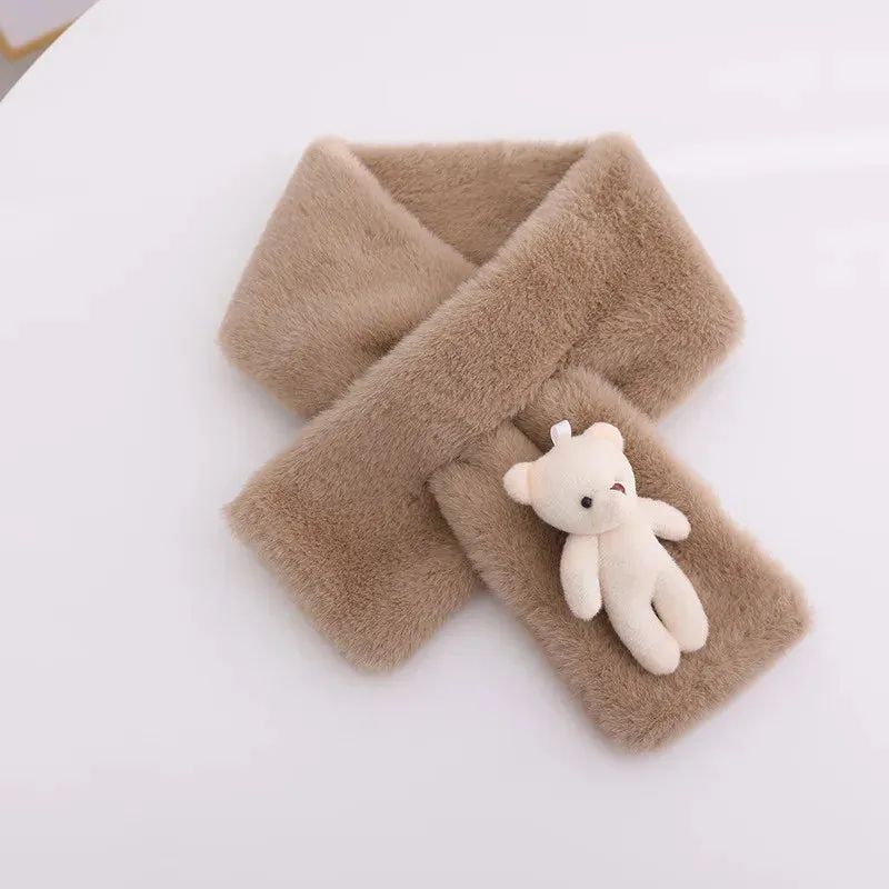 Korean Winter Faux Rabbit Fur Women Scarf Soft Plush Snood Scarves Solid Color Neck Collar Warmer Stuff Christmas Gift