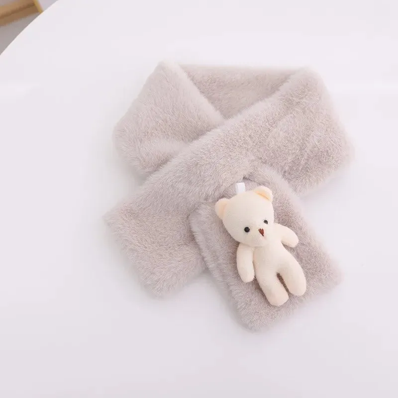 Korean Winter Faux Rabbit Fur Women Scarf Soft Plush Snood Scarves Solid Color Neck Collar Warmer Stuff Christmas Gift