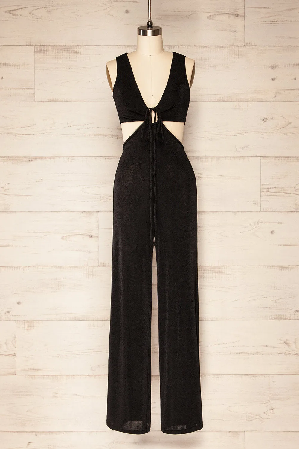 Lalali Black | Shimmery Jumpsuit w/ Deep V-Neckline