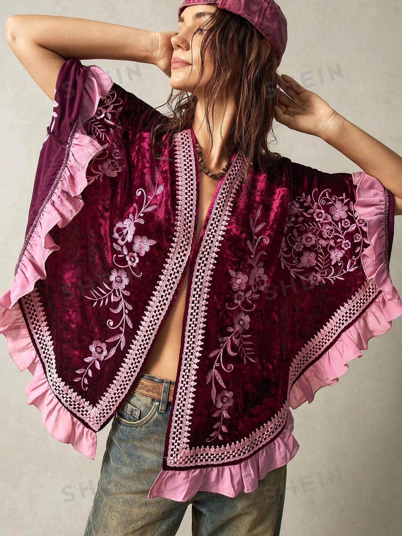 Lets Ride Fringed Velvet Cape