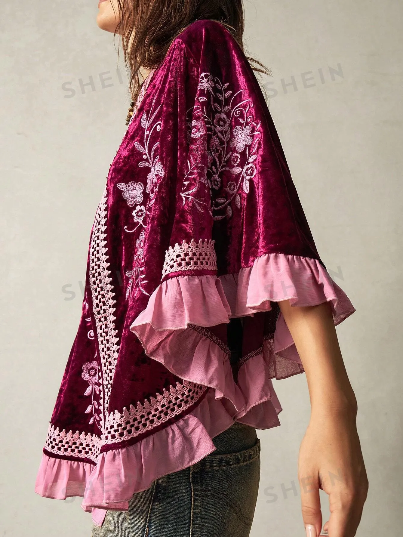 Lets Ride Fringed Velvet Cape
