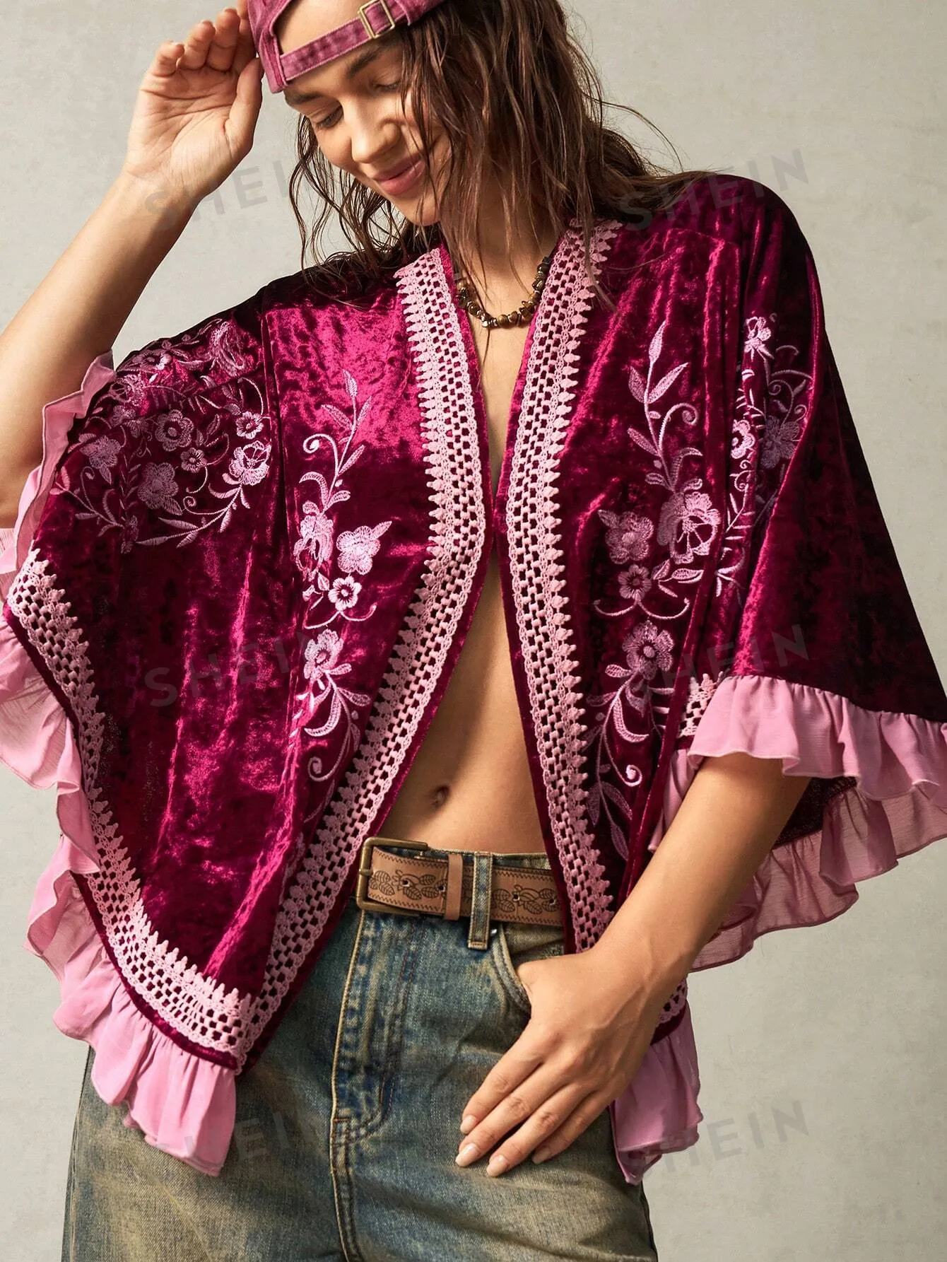 Lets Ride Fringed Velvet Cape