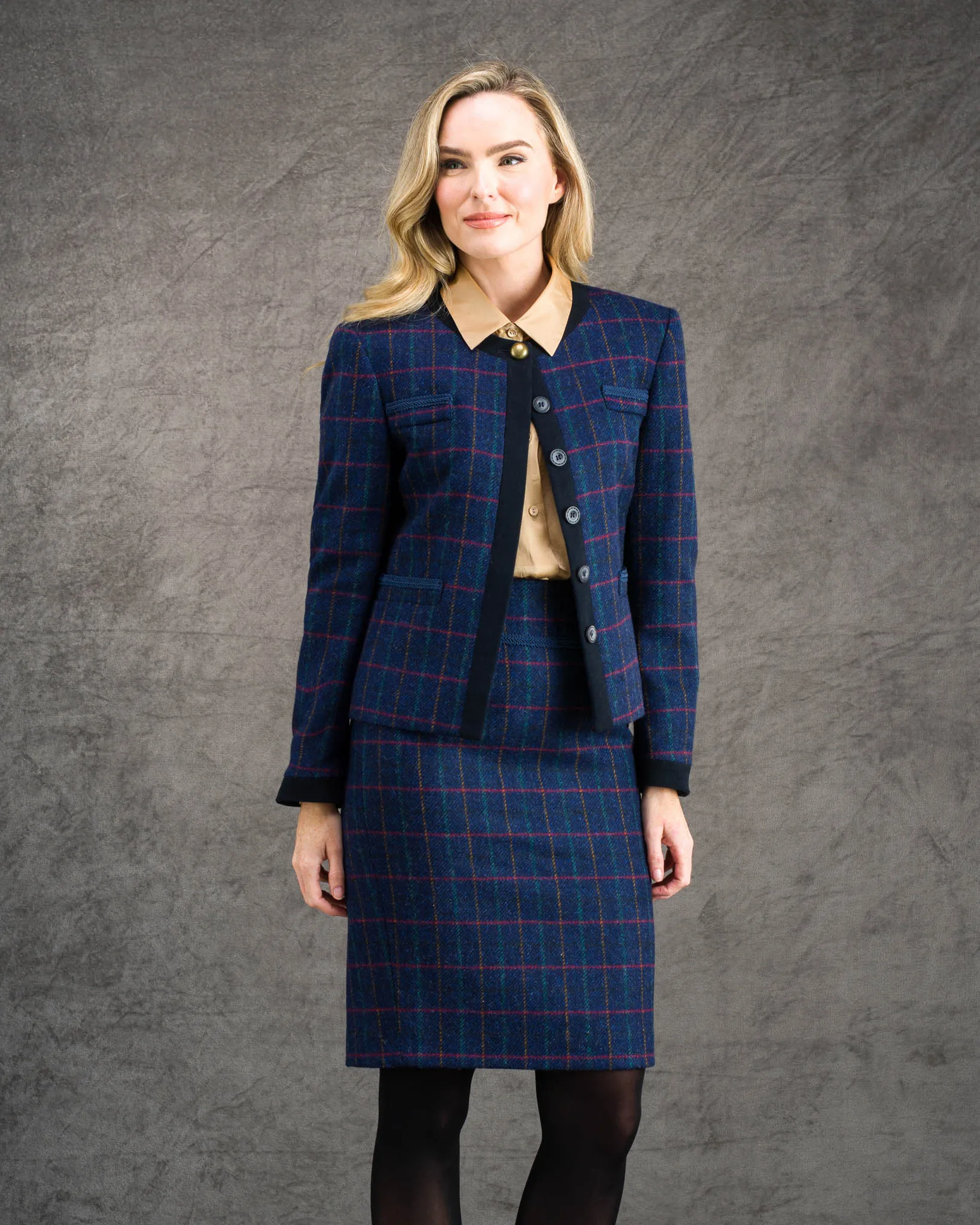 Mary-Kate Tweed Skirt - Primary Navy
