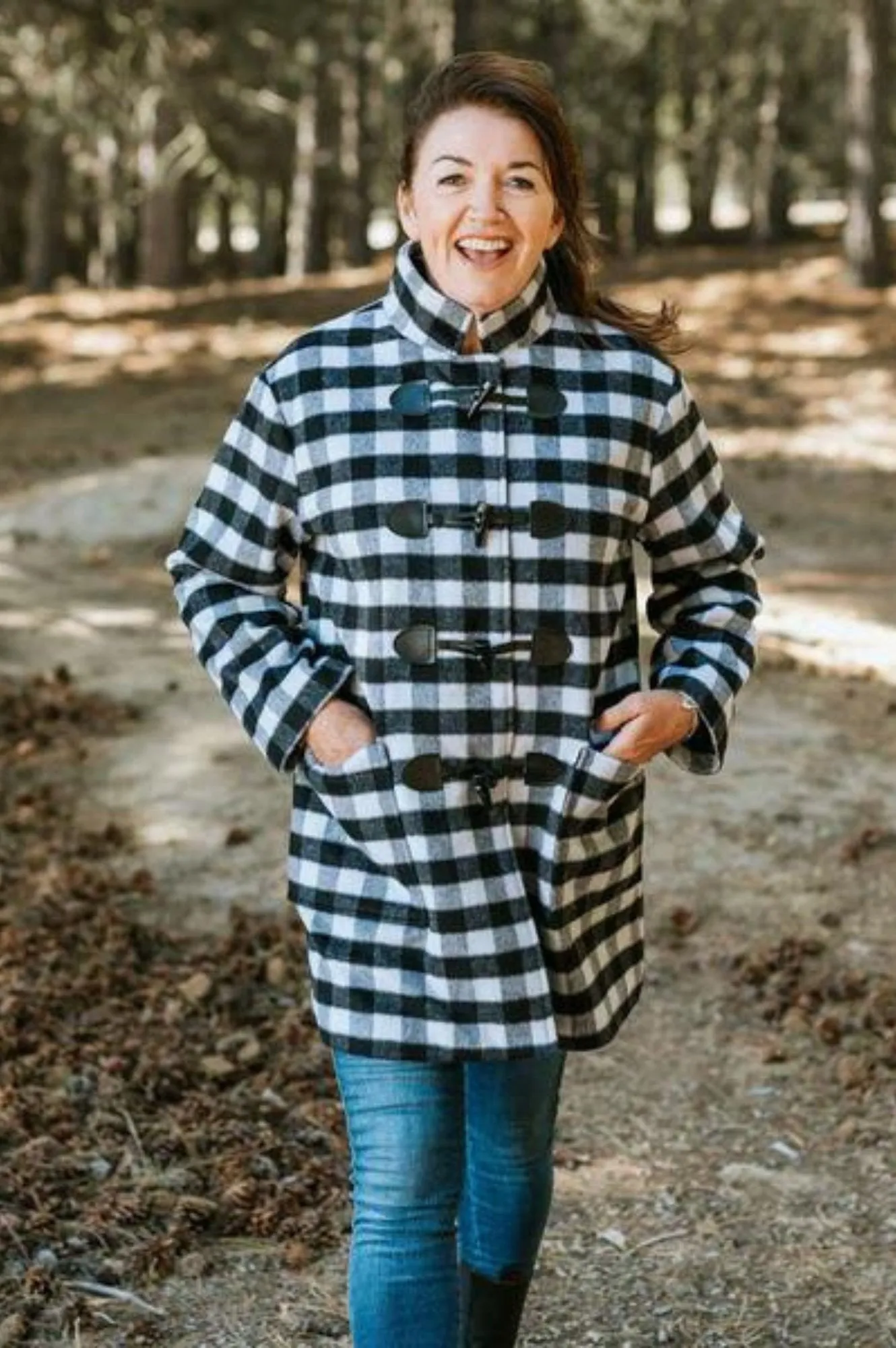 Moke Virginia Wool Duffle Coat - Blk/White Plaid