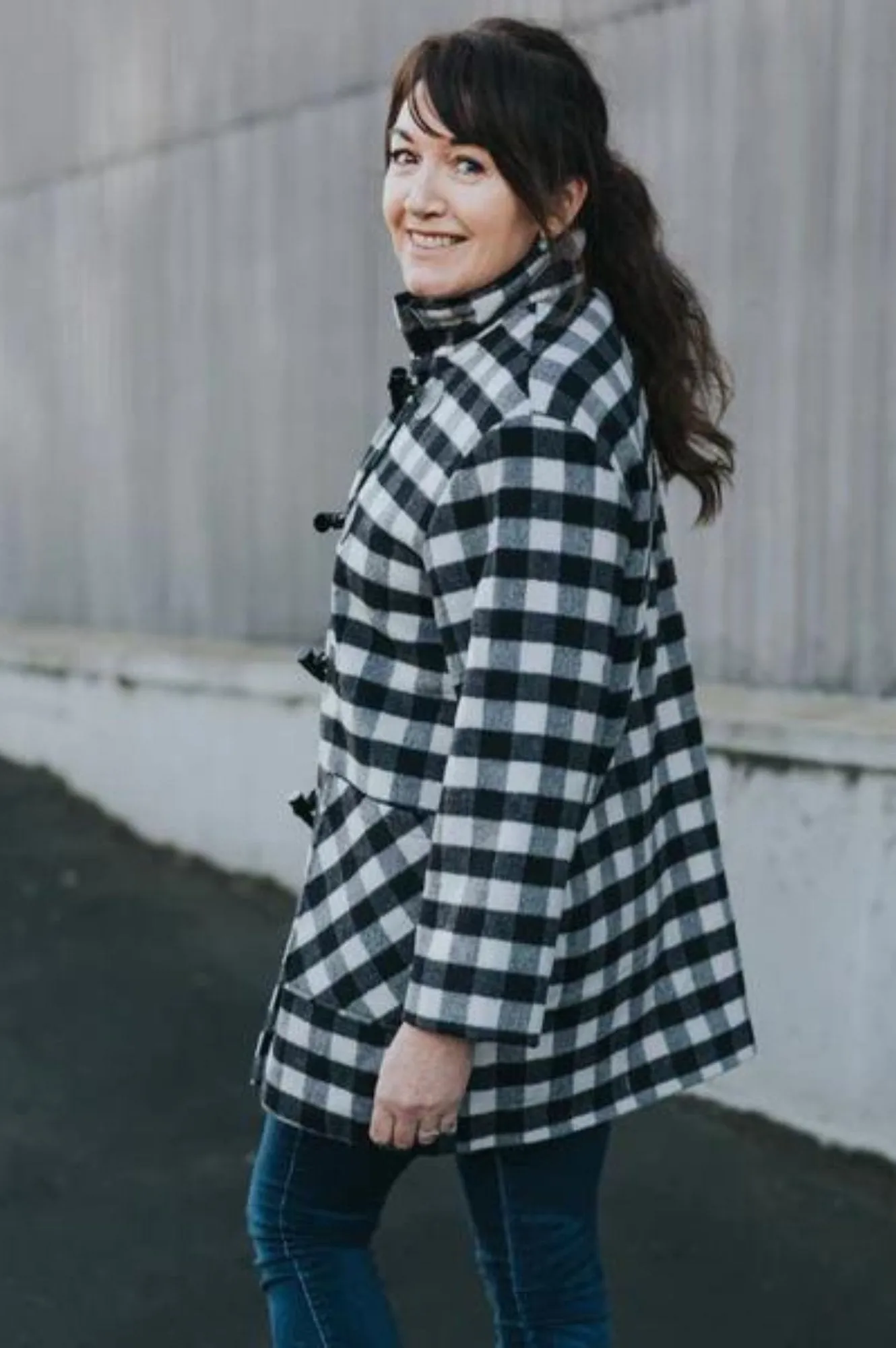 Moke Virginia Wool Duffle Coat - Blk/White Plaid