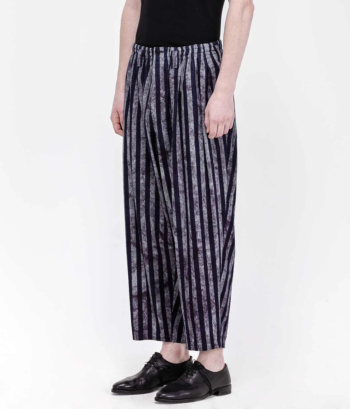 Navy Cropped Striped Culottes