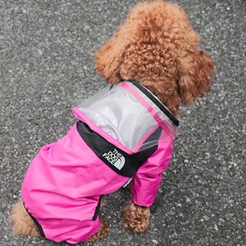 Pet Dog Waterproof Raincoat Jumpsuit Reflective Rain Coat Hooded