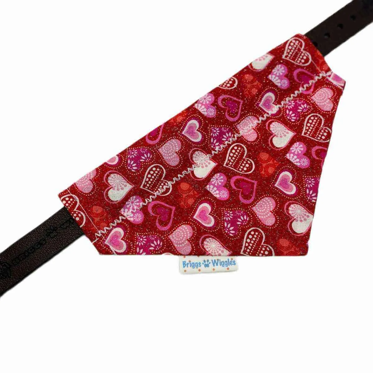 Red Glitter Hearts Dog Bandana