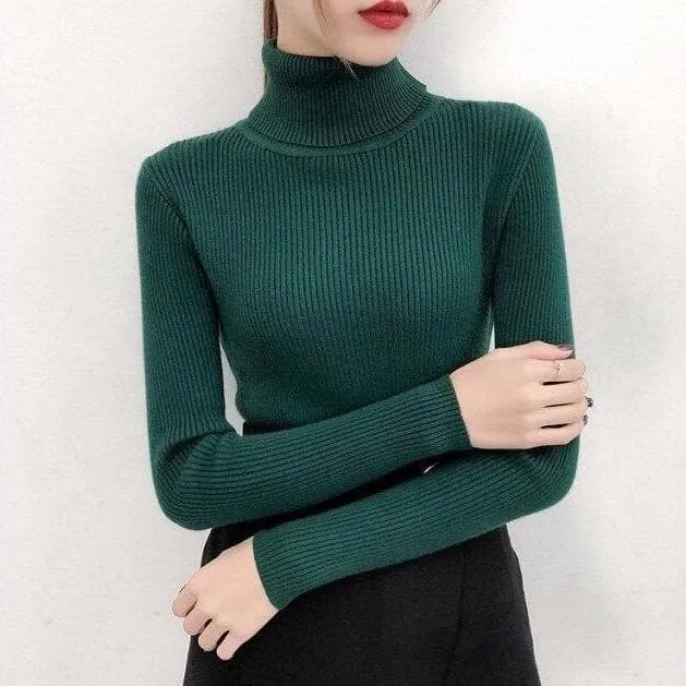 Ribbed Turtleneck With Long Sleeves