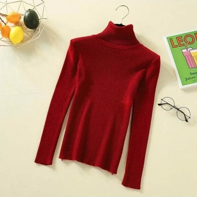 Ribbed Turtleneck With Long Sleeves