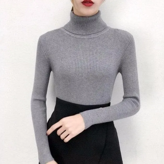 Ribbed Turtleneck With Long Sleeves