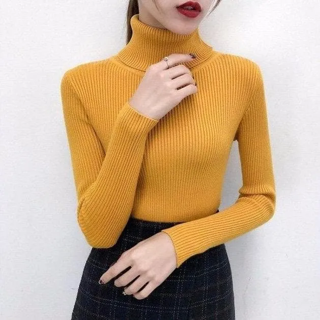 Ribbed Turtleneck With Long Sleeves