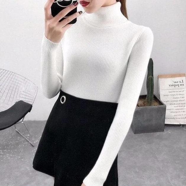 Ribbed Turtleneck With Long Sleeves