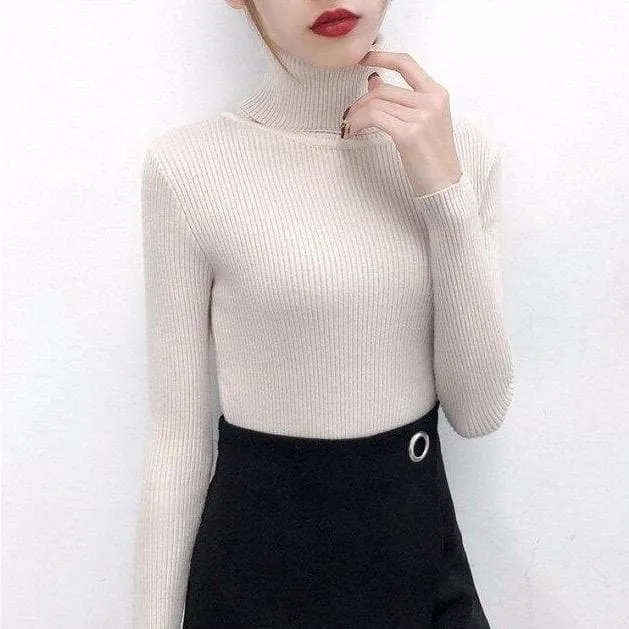 Ribbed Turtleneck With Long Sleeves