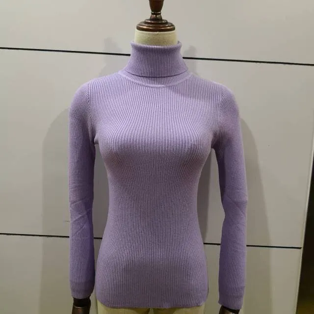 Ribbed Turtleneck With Long Sleeves