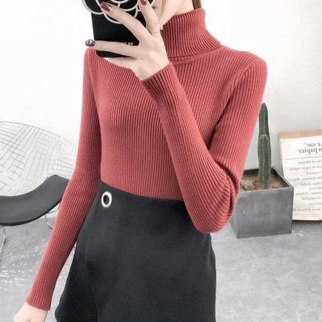 Ribbed Turtleneck With Long Sleeves