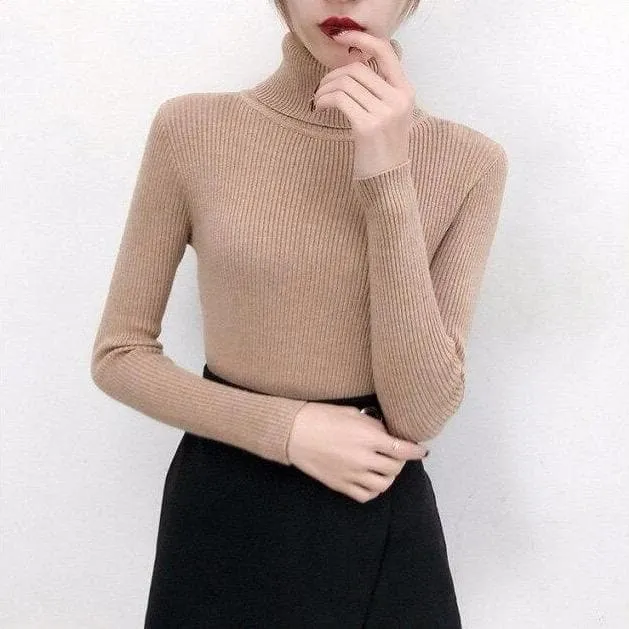 Ribbed Turtleneck With Long Sleeves