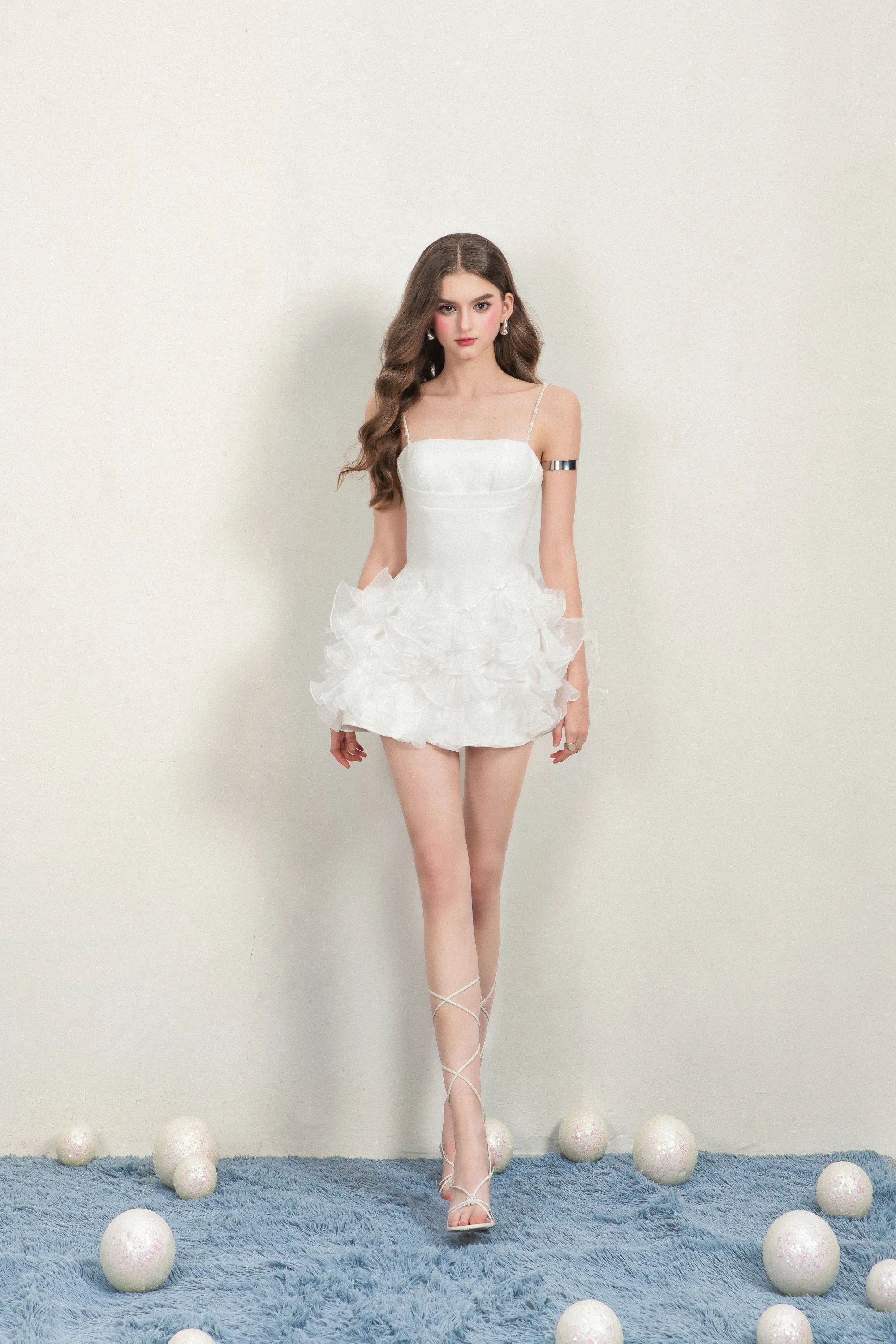 ROHE Mini Dress with Sheer Scarf