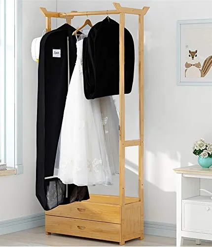Sleeping Lamb 72" Bridal Wedding Gown Dress Garment Bag 15" Gusseted Garment Cover Shoe Pockets Travel Garment Storage Bag for Prom, Evening Gowns, Black