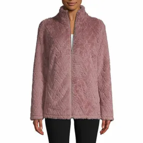 st. john's bay active grape sherpa midweight faux fur jacket BINK