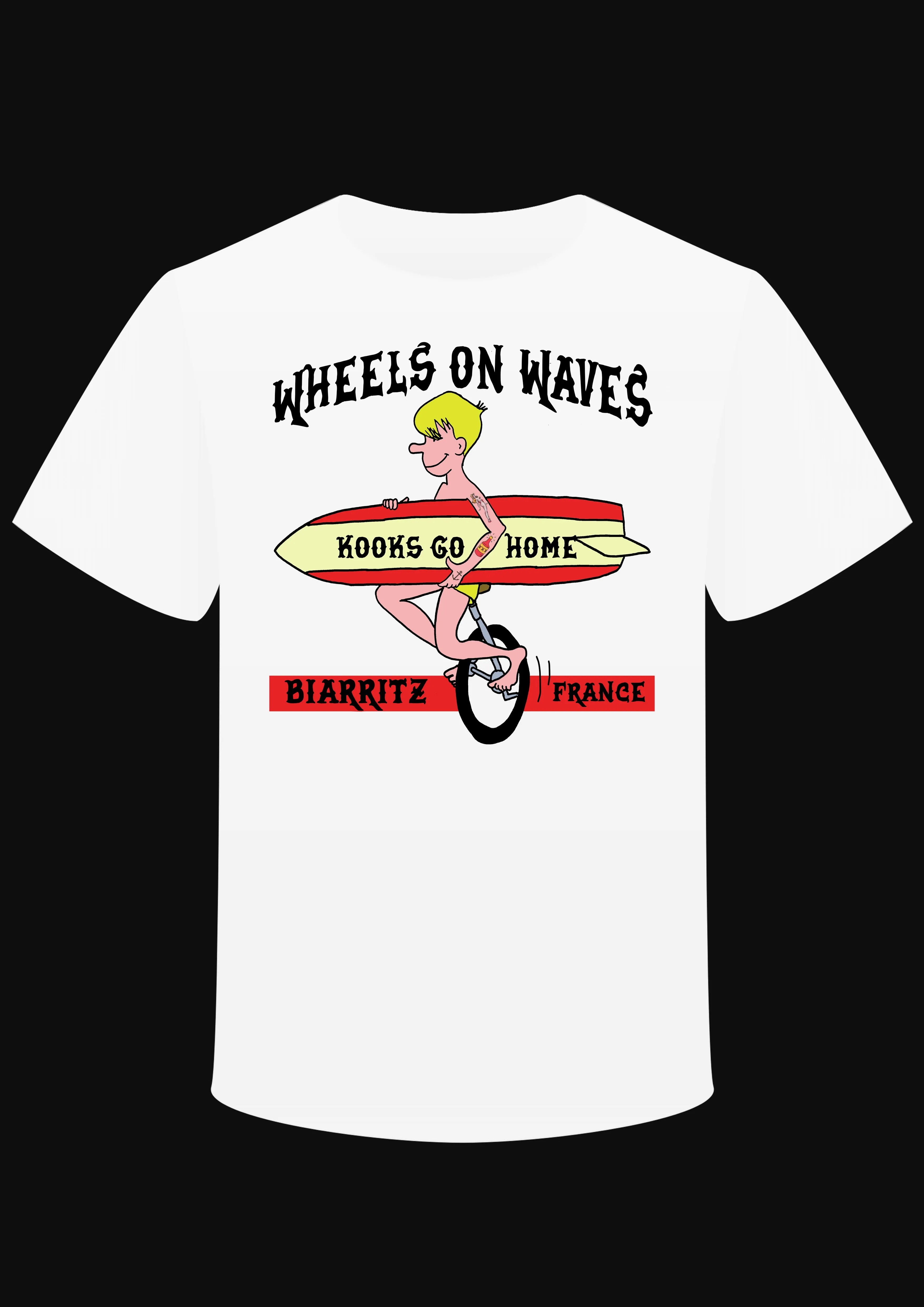 T-Shirt " Wheels on Waves" Biarritz SURF