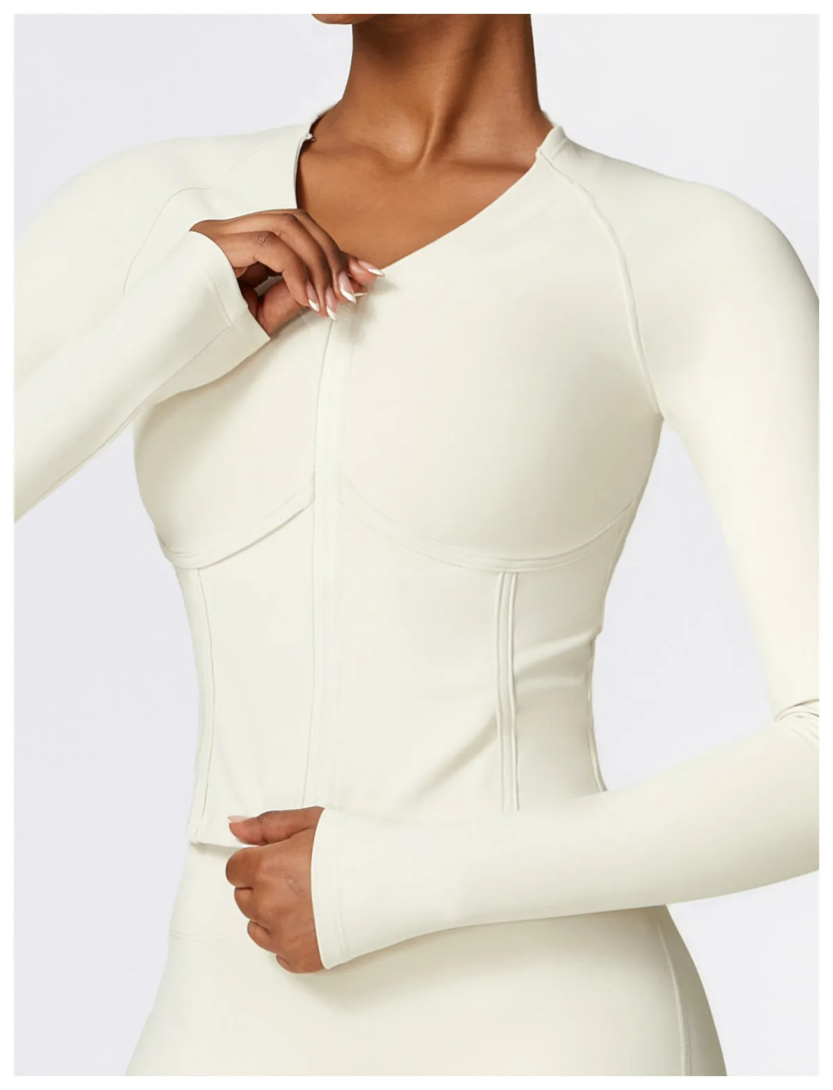 Winter Warm Fleece Lined Long Sleeved Yoga Jacket Outdoor Running Fitness Top Tight Sports Jacket