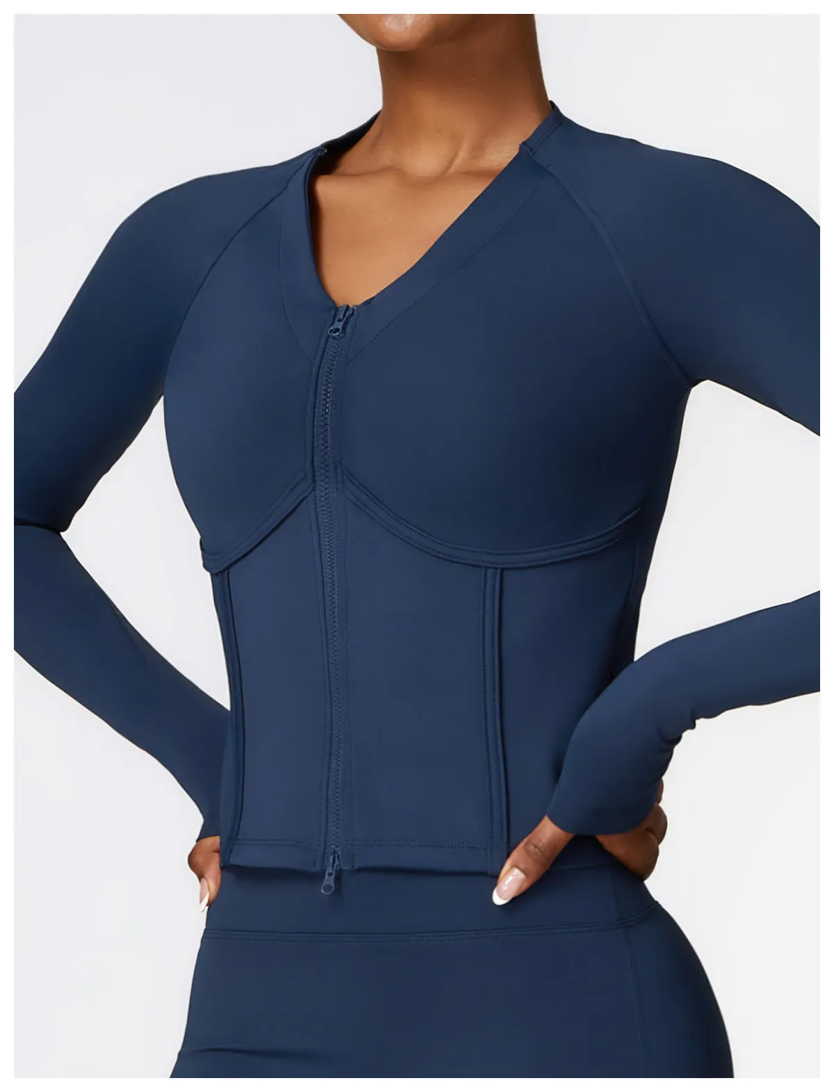 Winter Warm Fleece Lined Long Sleeved Yoga Jacket Outdoor Running Fitness Top Tight Sports Jacket