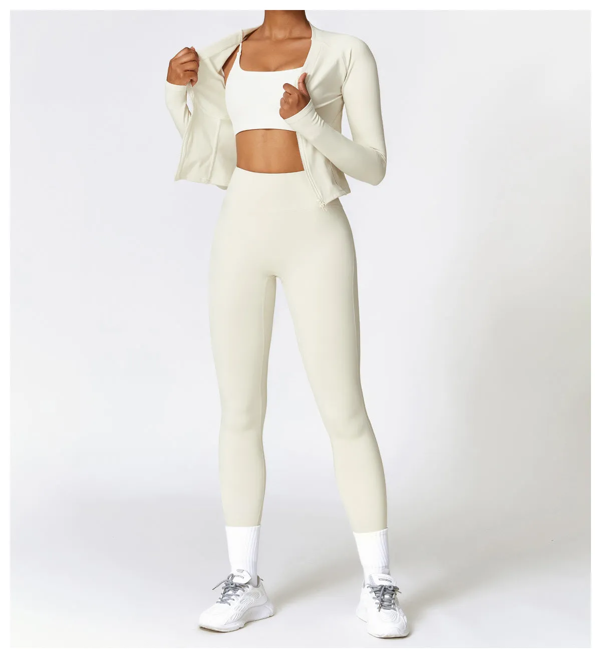 Winter Warm Fleece Lined Long Sleeved Yoga Jacket Outdoor Running Fitness Top Tight Sports Jacket