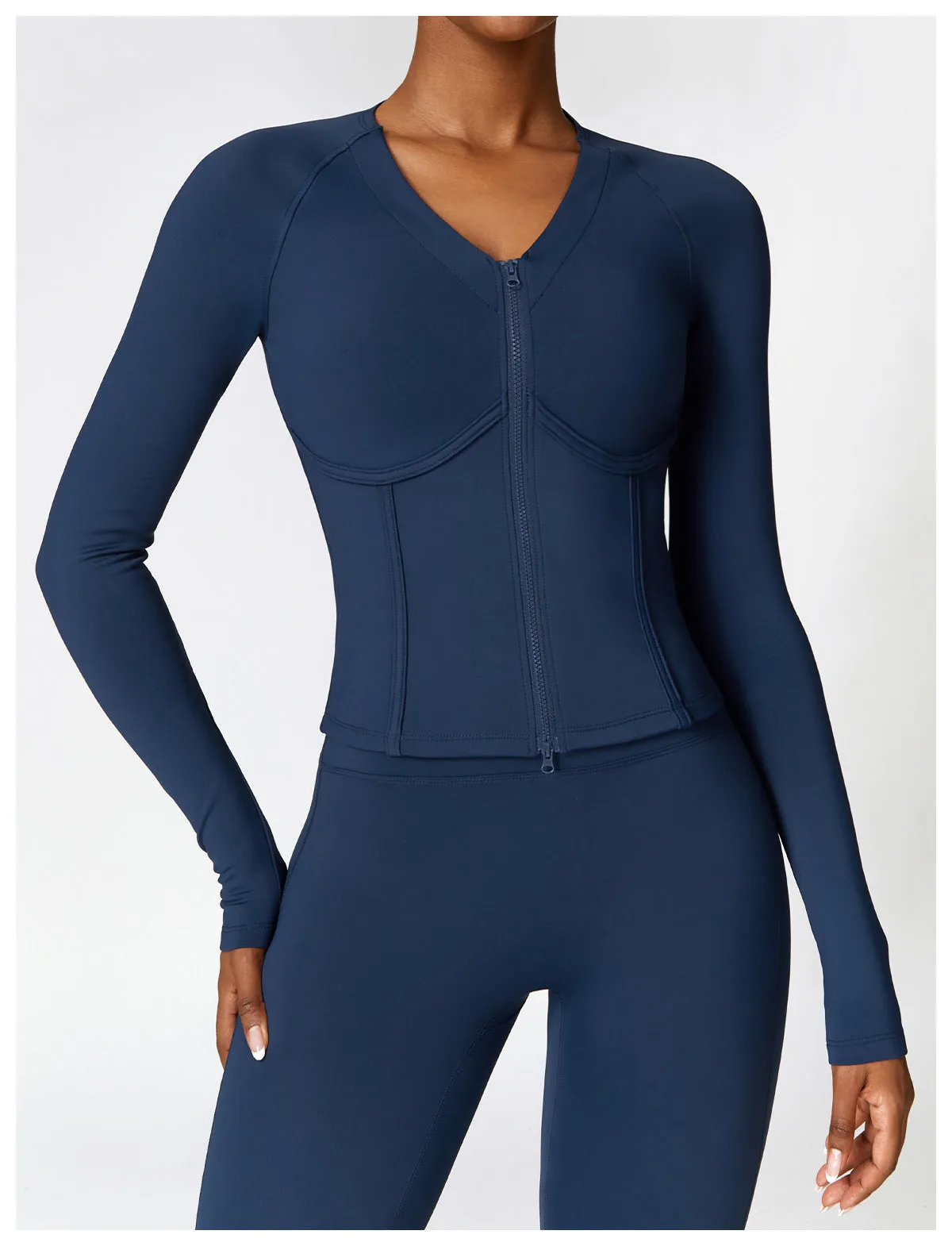 Winter Warm Fleece Lined Long Sleeved Yoga Jacket Outdoor Running Fitness Top Tight Sports Jacket