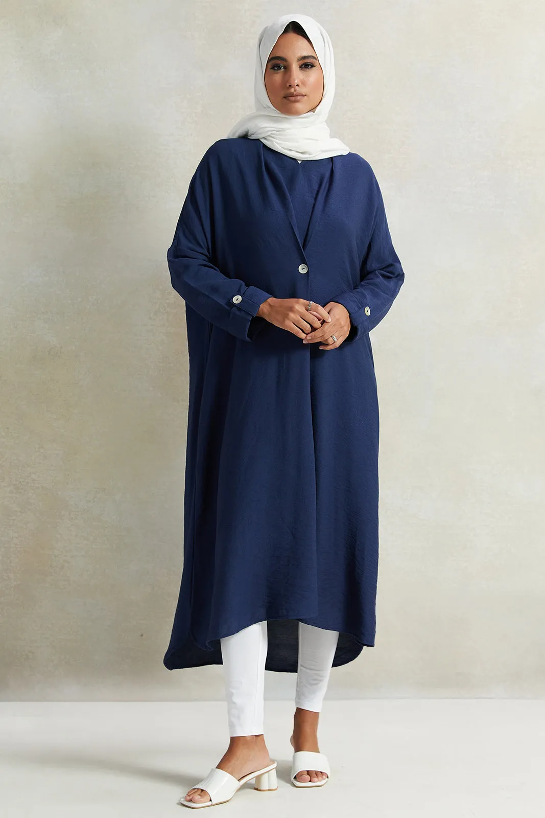 Women Navy Maxi Dress With Pleats Detailing