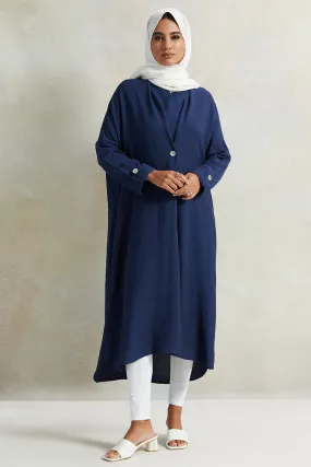 Women Navy Maxi Dress With Pleats Detailing