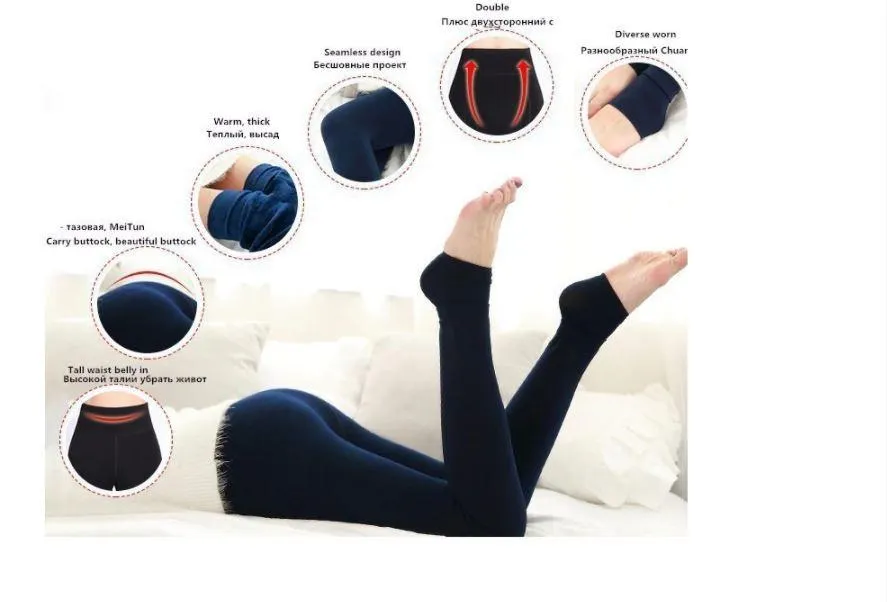 Women Thick Warm High Waist Velvet  Leggings