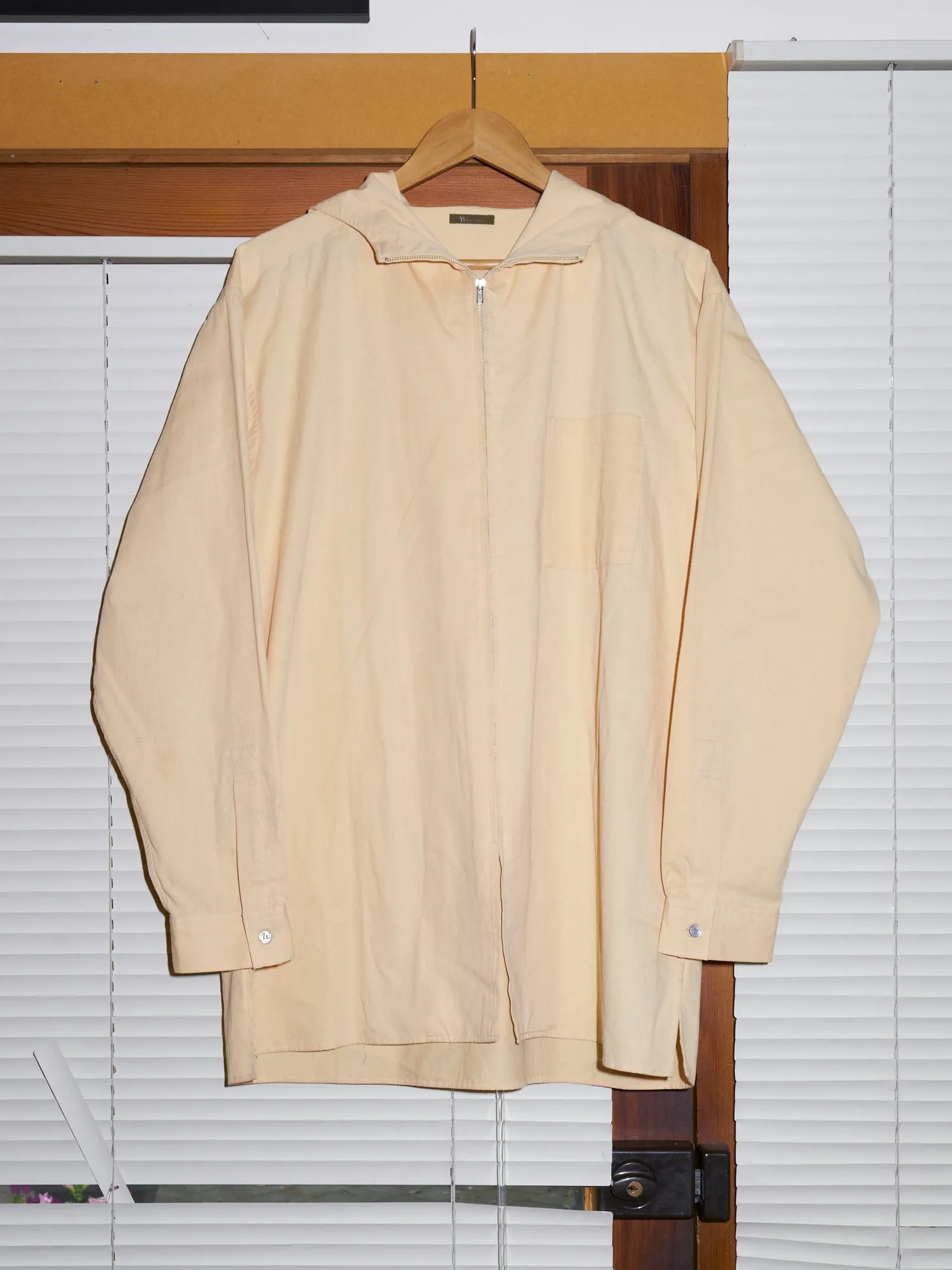 Ys for Men Yohji Yamamoto 1990s yellow cotton zipped hooded shirt jacket - sz L