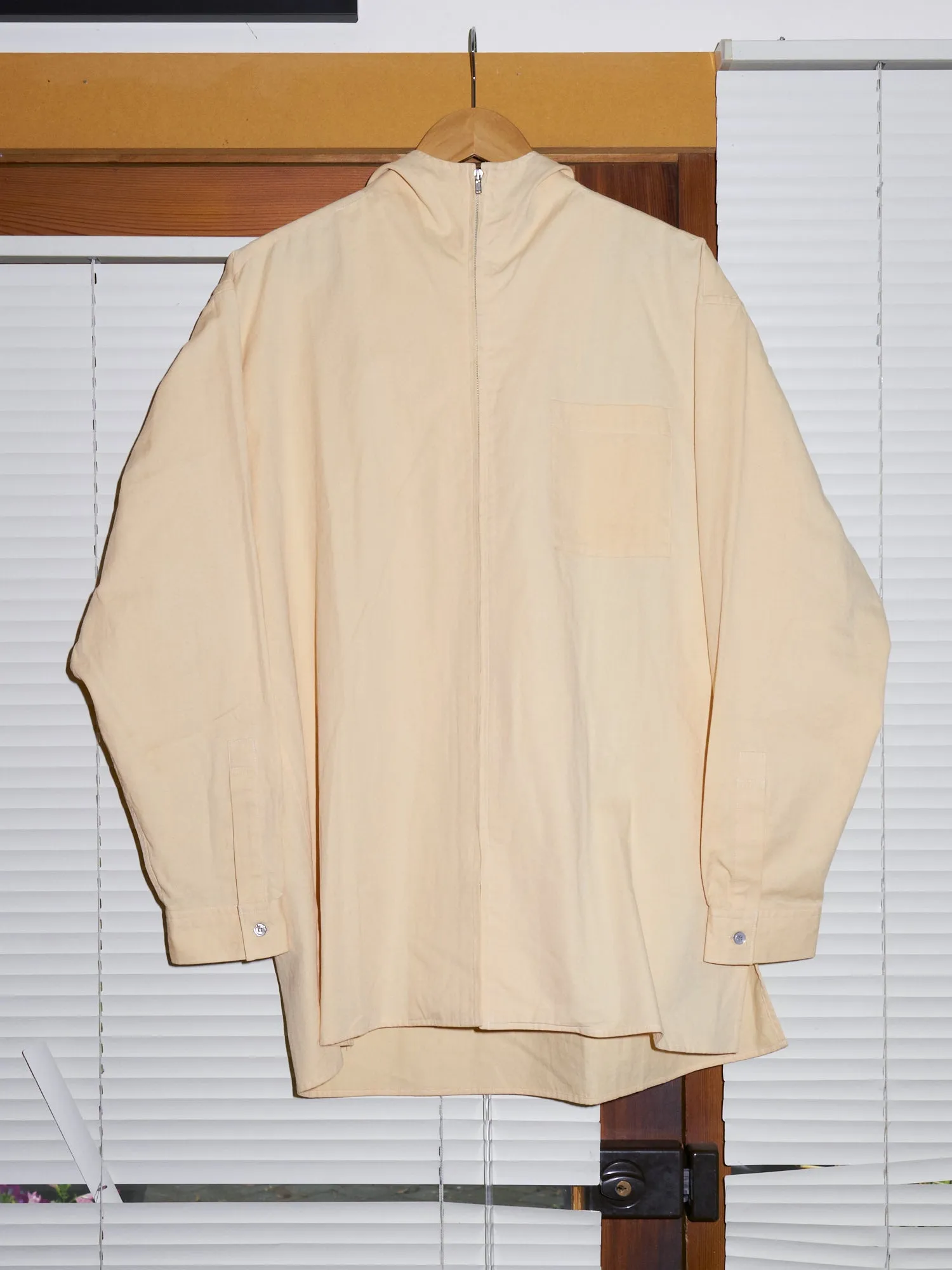 Ys for Men Yohji Yamamoto 1990s yellow cotton zipped hooded shirt jacket - sz L